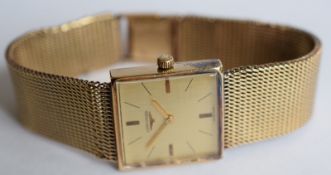 Vintage 9ct Gold Longines Watch On 9ct Gold Bracelet
