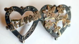 WW2 Era Mizpah Sweetheart Brooch Gold And Silver