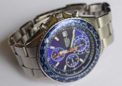 Blue Seiko Flightmaster Chronograph 100m