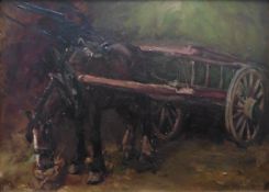 Oil painting of a Horse and cart by William Grant Stevenson (1849-1919)