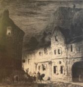 Signed etching depicing Old Edinburgh by Joseph Gray 1890-1963