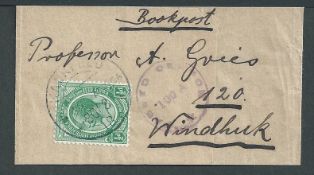 South West Africa 1918 Postal Stationery Wrapper originally intended to hold 