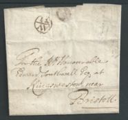 G.B. - Bishop Marks 1721 Entire letter from London to Kingsweston handstamped with 