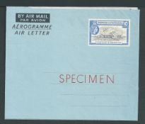 British Honduras 1955 10c Air Letter Sheet perforated by a horseshoe 