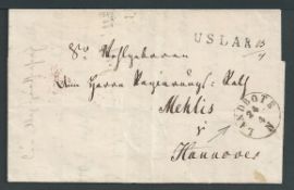 German States - Hanover 1843 Entire Letter to Mahlis with straight-line 