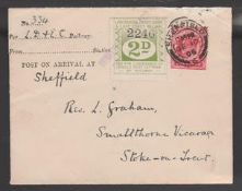 Great Britain - Railways 1906 Cover from Langwith Junction to Stoke on Trent franked by King Edward