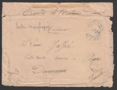Crash & Wreck 1901 Stampless cover to France endorsed 