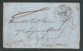 Cape of Good Hope 1851 Entire letter to Scotland prepaid 8d, charged 1/- upon arrival, with oval 