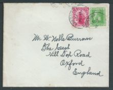 Pitcairn Island 1927 Cover to England bearing New Zealand KGV 1/2d and 1d cancelled 