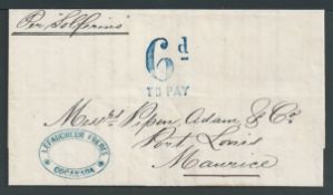 Mauritius 1871 Entire Letter from Cocanada, India, to Mauritius 