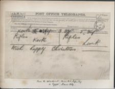 Sudan 1884 Post Office telegraph form sending Christmas greetings from the Rifles detachment serving