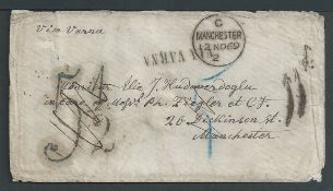 Germany / Bulgaria 1869 1843 Entire Letter to Mahlis with straight-line 
