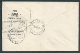 Fiji 1932 Registered cover from Vunidawa to Suva bearing 1d + 2d (2) tied by 