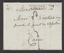 G.B - Channel Islands 1818 Entire letter from Guernsey to Caen, sent via Cherbourg handstamped 