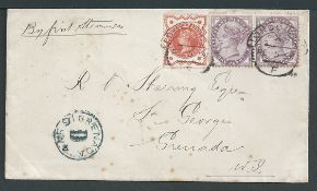 Grenada / G.B. - Surface Printed 1891 Cover (minor staining) franked 2.5d from London to St Georges,