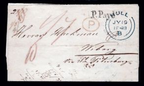 G.B. - Ship Letters - Hull / Finland 1848 Entire from Hull to Viborg, Fnland via Hamburg and St. Pet