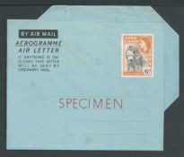 Gold Coast 1953 6d Air Letter Sheet (slight staining) with the printed stamp perforated 