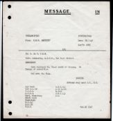 G.B. - Military / China 1949 Yangtse Incident: incoming Naval signal from HMS Amethyst to the Comma