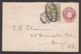G.B. - Railways 1904 KEVII 1d postal stationery envelope to Penge bearing 2d L.N.W.R. letter stamp c