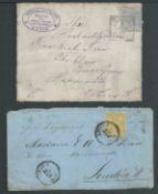 Syria 1883 Two covers franked France 25c cancelled by 