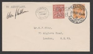 South Africa / G.B - Air Mails 1926 (Feb. 22) Cover to London inscribed 