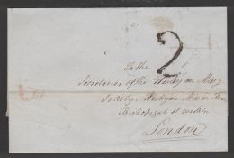 G.B. - Channel Islands 1845 Entire send unpaid from Jersey to London with scarce 