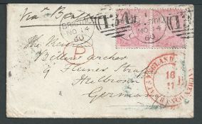 G.B. - Surface Printed 1860 Small cover (not fresh on reverse) from Bristol to Germany 