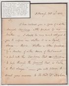 G.B. - Frees 1802 (Oct. 21) Letter written and signed by Rev. William Nelson at Hilborough, to the l