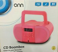 6 x onn portable cd player boombox with digital fm radio