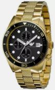 emporio armani ar5857 gents gold stainless steel chronograph watch