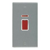 hamilton hartland satin steel 1 gang double pole 45a red rocker + neon
