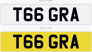 T66 GRA , number plate on retention