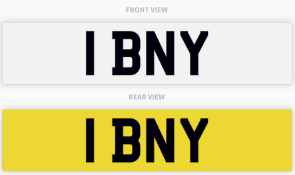 1 BNY , number plate on retention