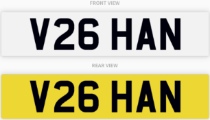 V26 HAN , number plate on retention