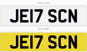 JE17 SCN , number plate on retention