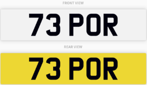 73 POR , number plate on retention