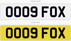 OO09 FOX , number plate on retention