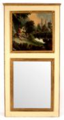 Tall French Antique Chateau Trumeau Mirror C.1890