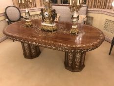 Fine Inlaid Mother Of Pearl Rosewood Twin Pedestal Centre Table