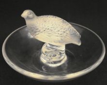 Vintage Lalique Glass Grouse Pin Dish 4 inches Diameter