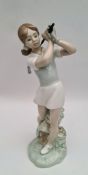 Vintage Lladro Female Golf Figure 9 inches tall
