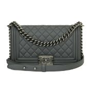 Chanel Medium Quilted Boy Dark Grey Lambskin Ruthenium Hardware 2015