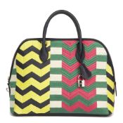 Hermès Indigo Multicolour Embroidered Swift Leather Zig Zag Bolide 1923 30Cm