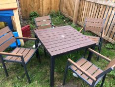 Outdoor table and 4 chairs, commercial-grade