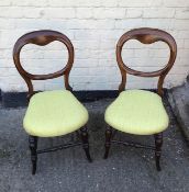 Antique pair of Victorian balloon back side chairs