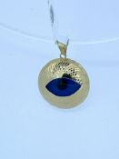 Stamped 585 yellow gold turkish eye pendant