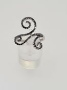 9ct white gold dress ring set with black diamonds