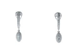 18k White Gold Oval Cluster Diamond Earring 0.83 Carats
