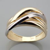 Italian Design Ring. In 14K Yellow and White Gold