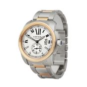Cartier Calibre W7100036 or 3389 Men Stainless Steel & Rose Gold Watch